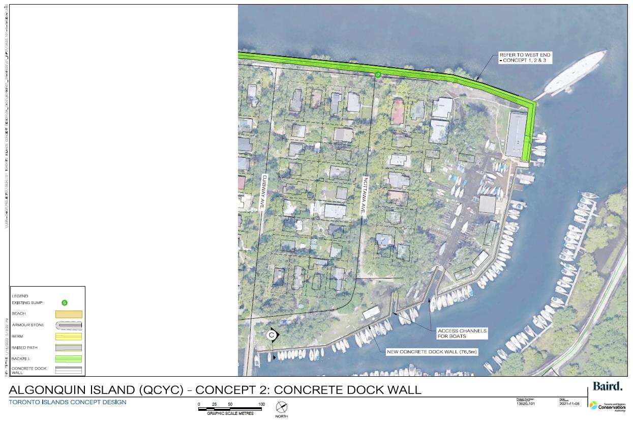 Map of Queen City Yacht Club showing concrete dock wall treatment.