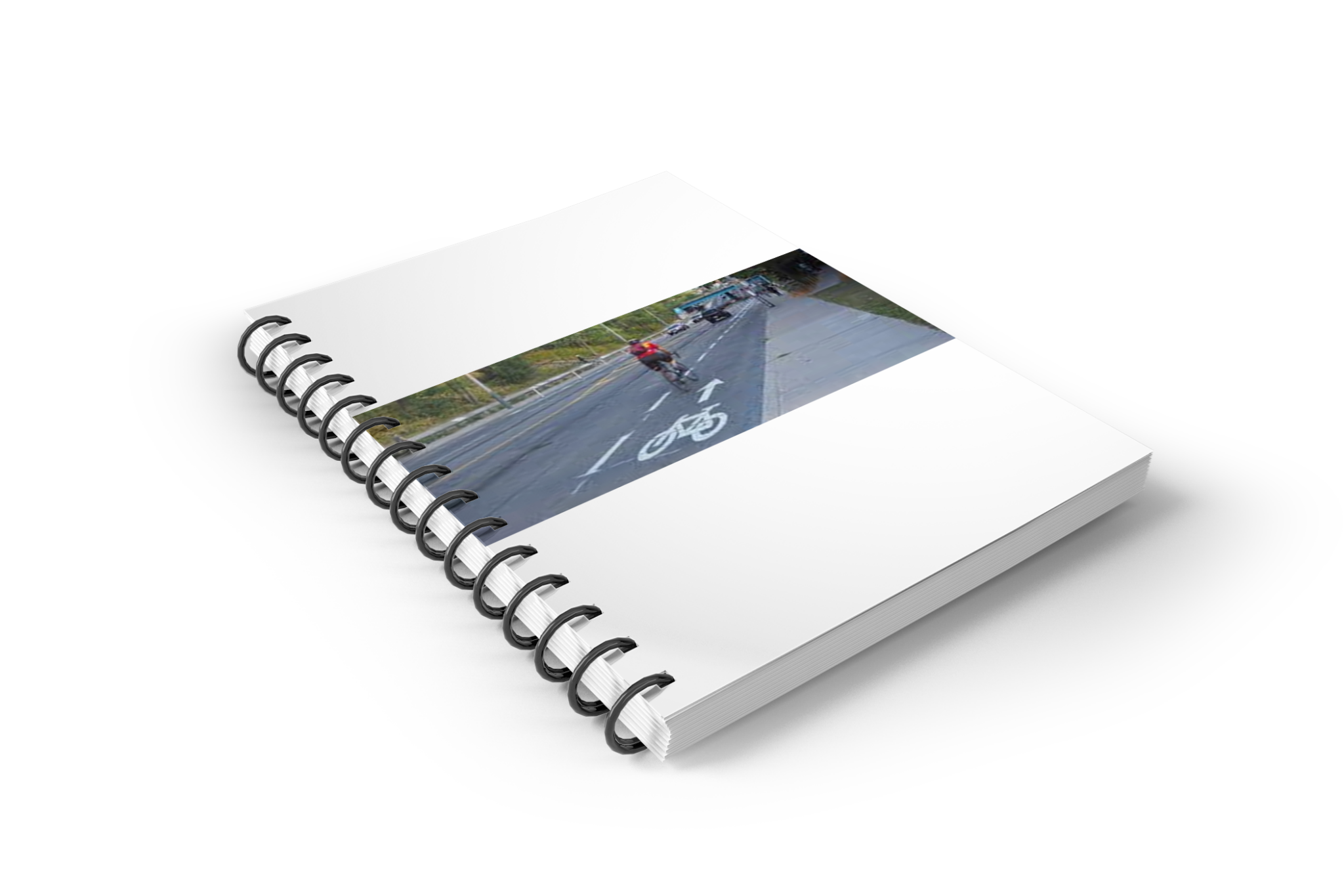 White book cover with image of cycling path