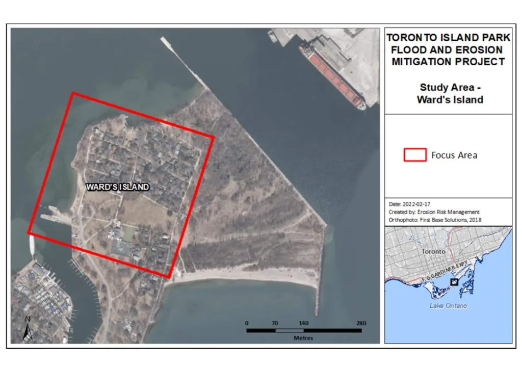 Map of the Ward’s Island study area showing the focus area.